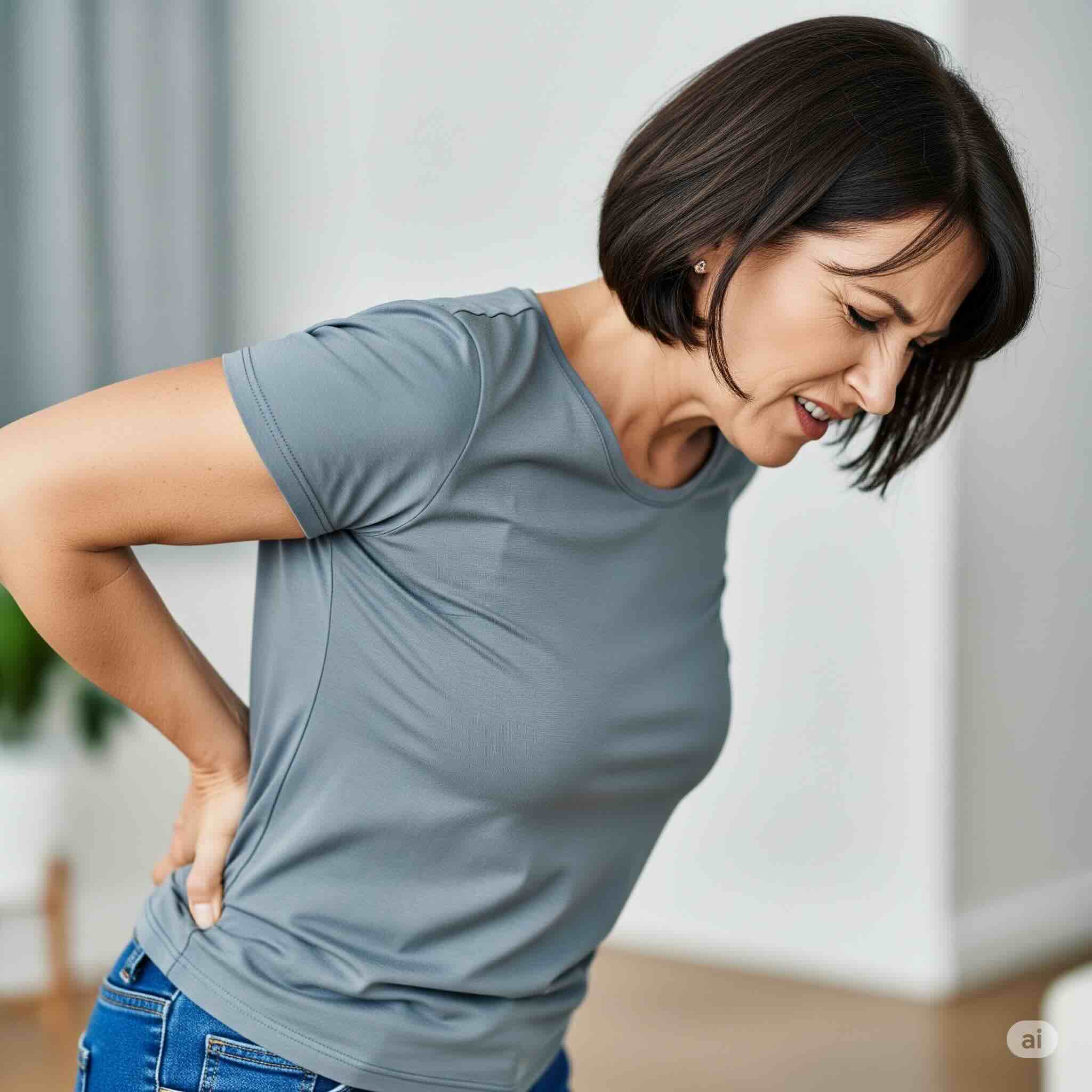 Person holding their back in pain